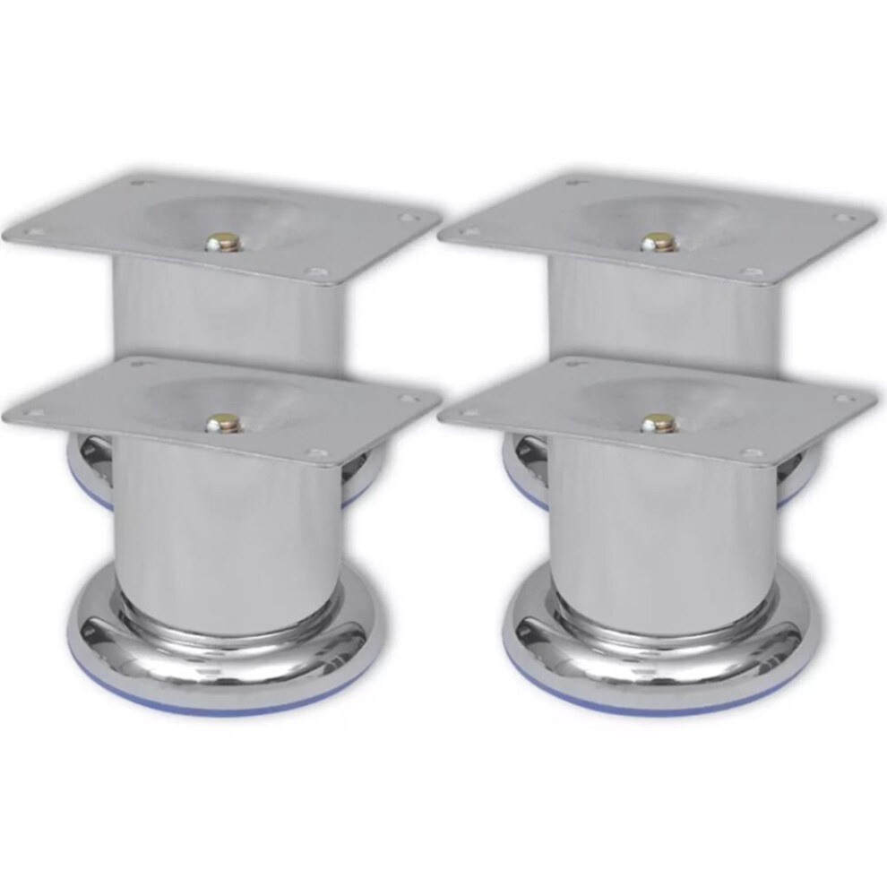 vidaXL 4x Round Sofa Legs Chrome 60mm Seat Base Replacement Part Accessory