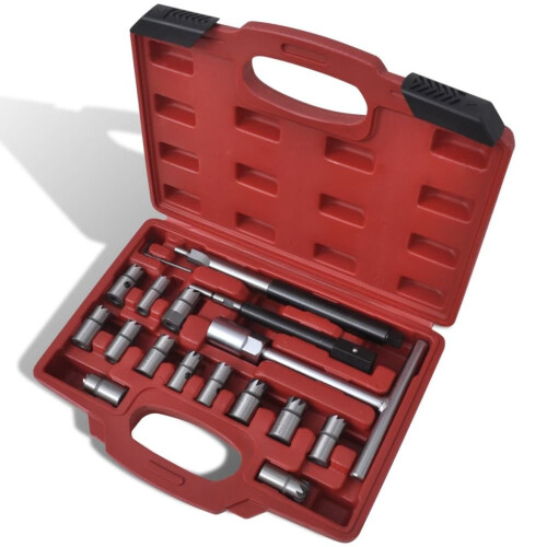 VidaXL vidaXL 17 pcs Diesel Injector Seat Cutter Set Garage Car Vehicle Hand Tool