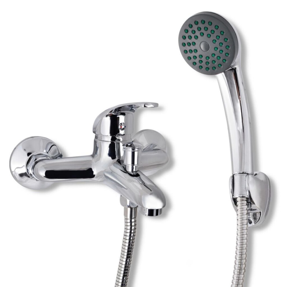 vidaXL Bath Shower Mixer Tap Kit Chrome Showerhead with Hook 1.4m Hose Fixture