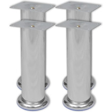 vidaXL 4x Round Sofa Legs Chrome 180mm Feet Footstool Replacement Accessory