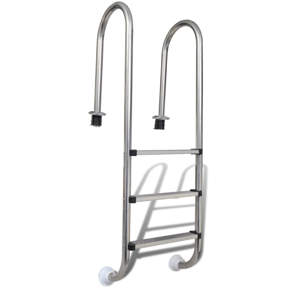 vidaXL Pool Ladder 3 Steps Stainless Steel 304 120cm Non-Slip Swimming Pool Dock