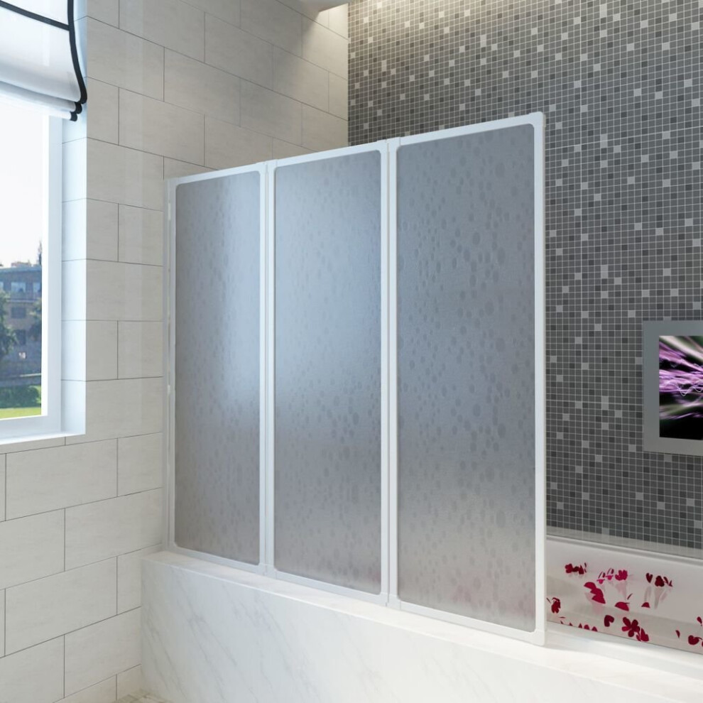 Shower Bath Screen Wall Folding Shower Door 3 Panels Foldable 141 x 132 cm