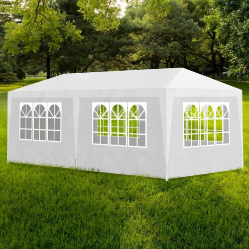 VidaXL vidaXL Party Tent 3x6m with 6 Walls White Patio Garden Gazebo Marquee Pavilion