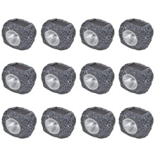 12pcs vidaXL Outdoor Stone-Shaped Solar Powered LED Spotlights