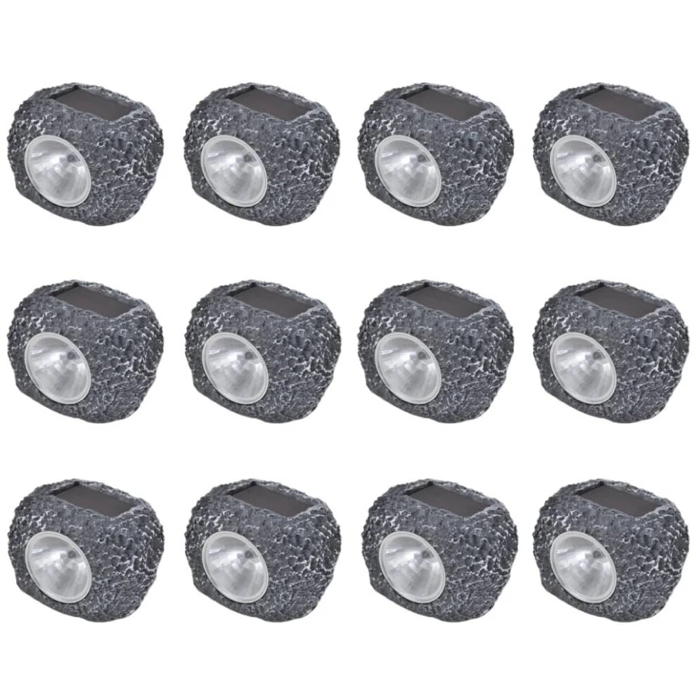 12pcs vidaXL Outdoor Stone-Shaped Solar Powered LED Spotlights