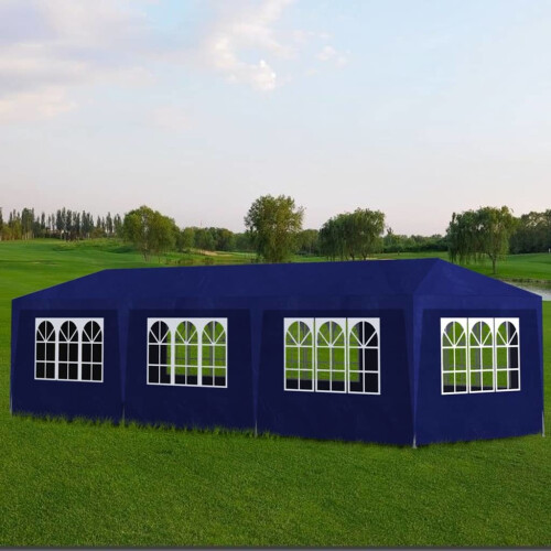 VidaXL vidaXL Party Tent 3x9m with 8 Walls Blue Patio Garden Gazebo Marquee Pavilion