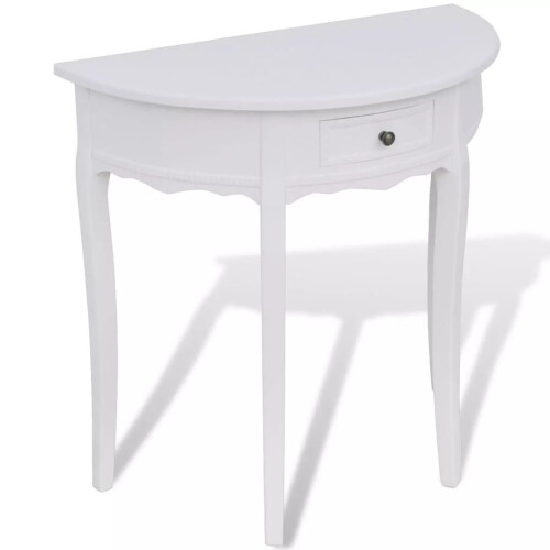 VidaXL vidaXL Half-round Console Table with Drawer White Entryway Hall Side Desk