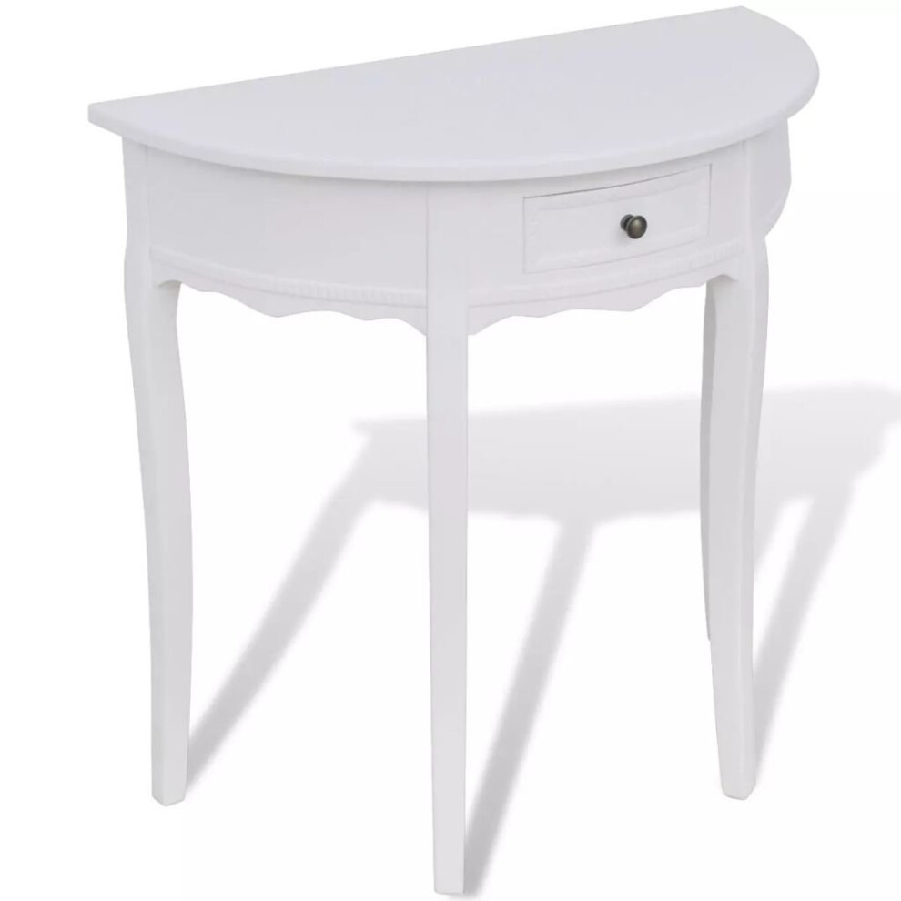 vidaXL Half-round Console Table with Drawer White Entryway Hall Side Desk