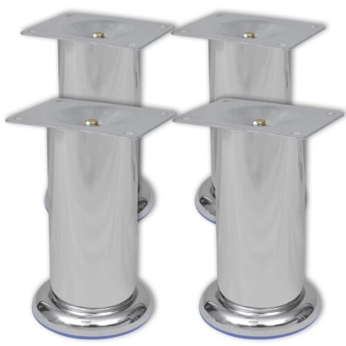 VidaXL vidaXL 4x Round Sofa Legs Chrome 120mm Seat Base Replacement Part Accessory