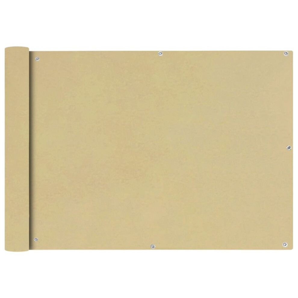 vidaXL Balcony Screen Oxford Fabric 75x600cm Beige Garden Patio Panel Sunshade