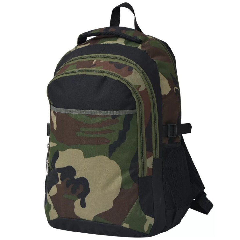 Vidaxl Travel Hiking Camping Backpack Rucksack Luggage Bag 40 L Black And Camouflage