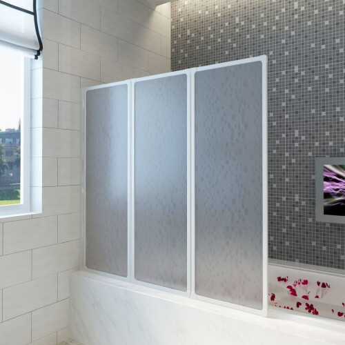 VidaXL Shower Bath Screen Wall Folding Shower Door 3 Panels Foldable 117 x 120 cm
