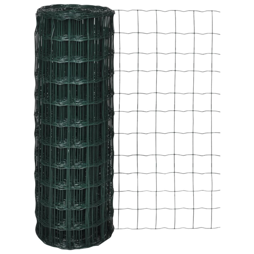 vidaXL Euro Fence Panel Screen Barrier 10x1.0 m with 76x63 mm Mesh Steel Green