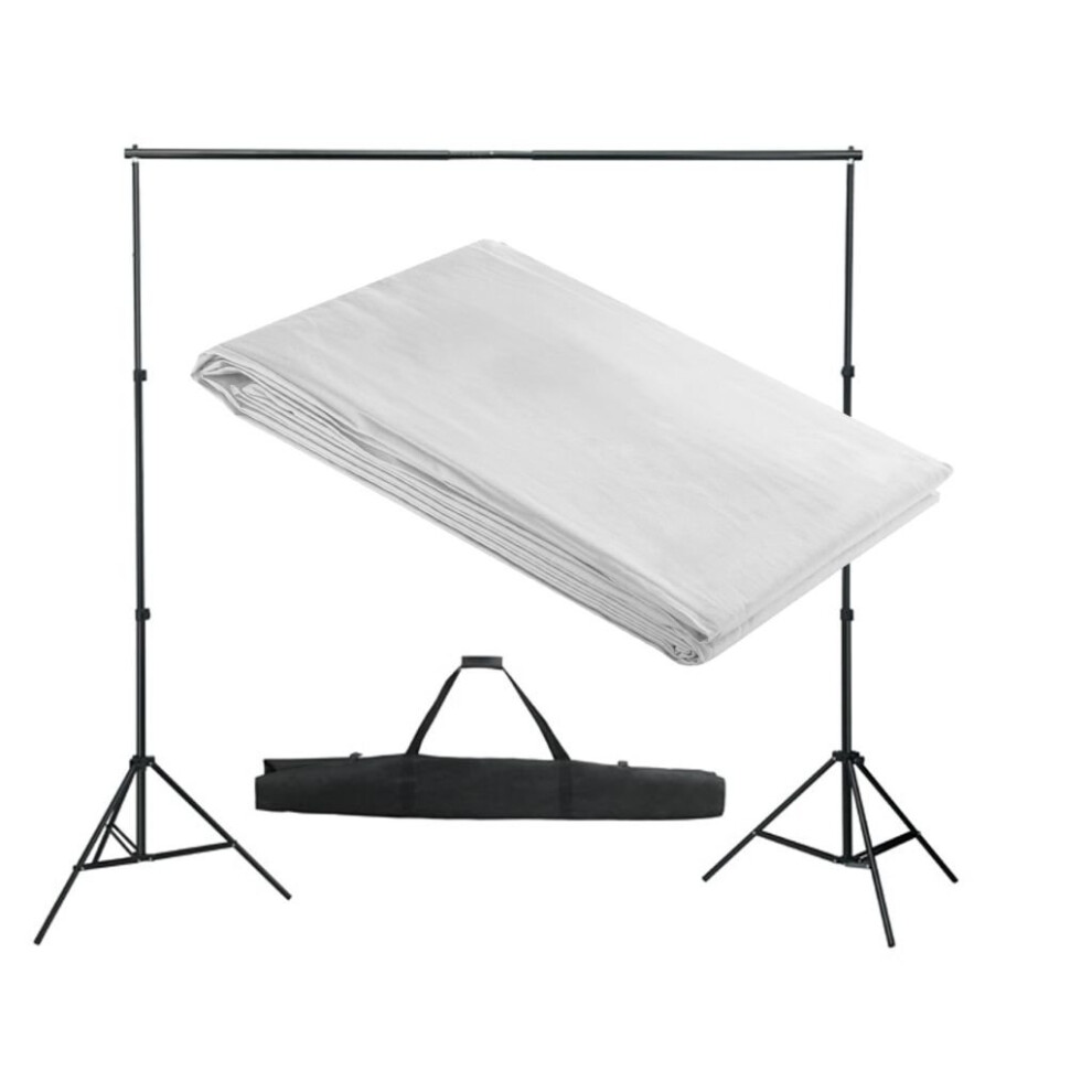 vidaXL Backdrop Support System 300x300cm White Photography Studio Background