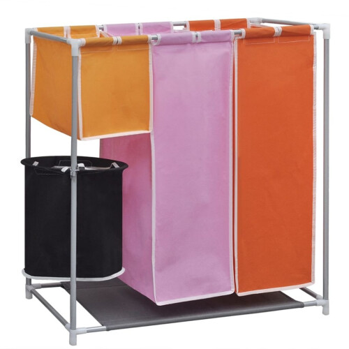 VidaXL Removable 3-Section Laundry Washing Basket Bag Sorter Hamper with a Washing Bin