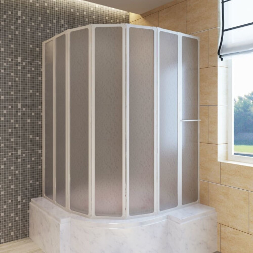 VidaXL Shower Bath Screen Wall Door 7 Panels Foldable with Towel Rack 140 x 168 cm