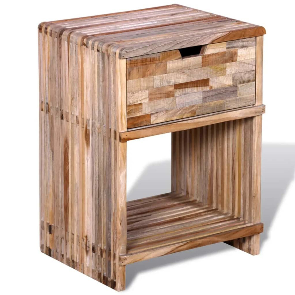 vidaXL Reclaimed Teak Wood Nightstand Drawer Bedroom Bedside Table Cabinet