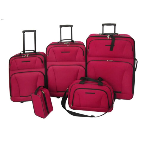 VidaXL 5 pcs Trolleys Travel Luggage Trolley Suitcase Set Red