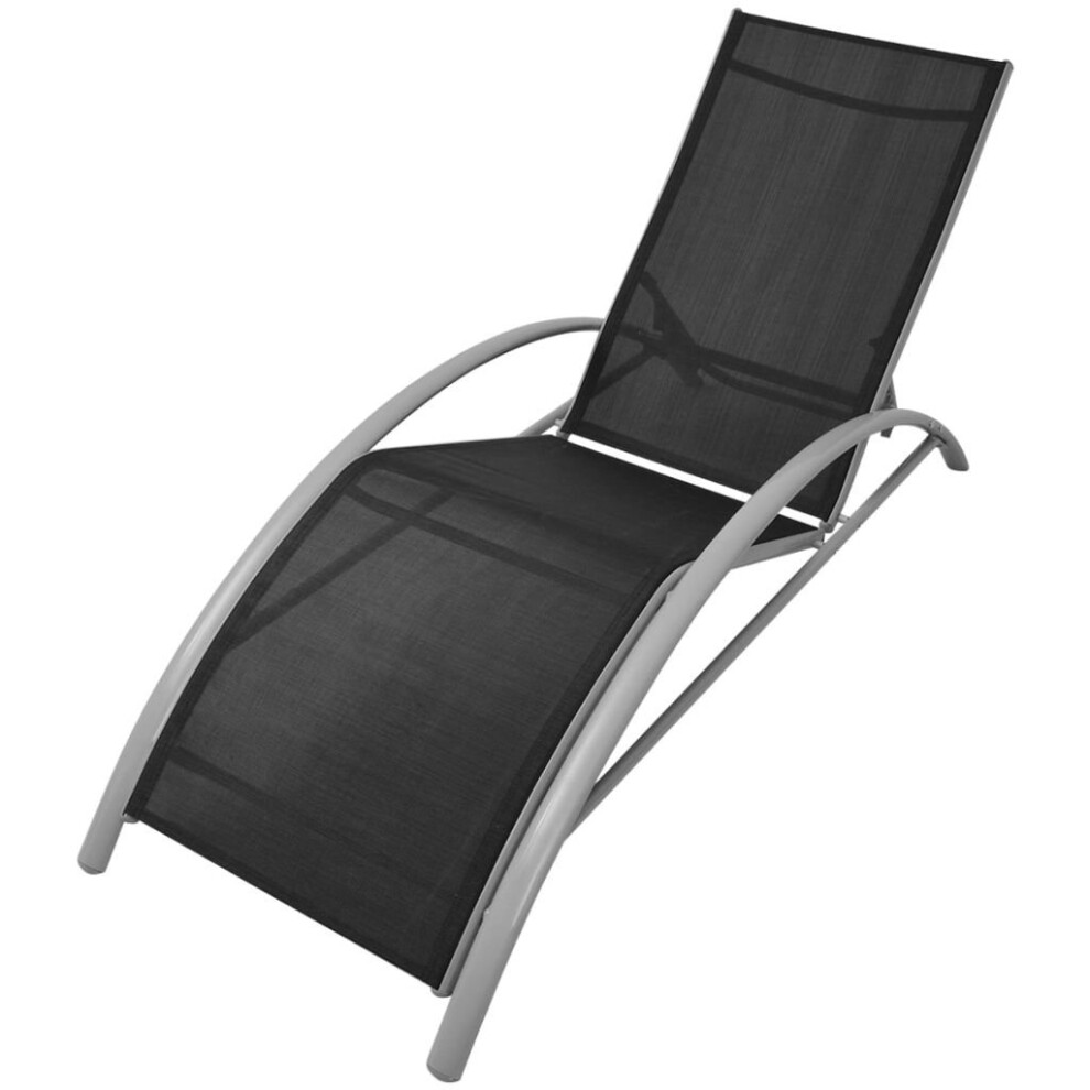 vidaXL Sun Lounger Aluminium Black Outdoor Garden Foldable Recliner Daybed