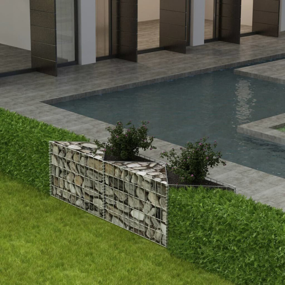 vidaXL Gabion Basket/Planter/Raised Vegetable Bed Steel 120x30x50cm Wall Fence
