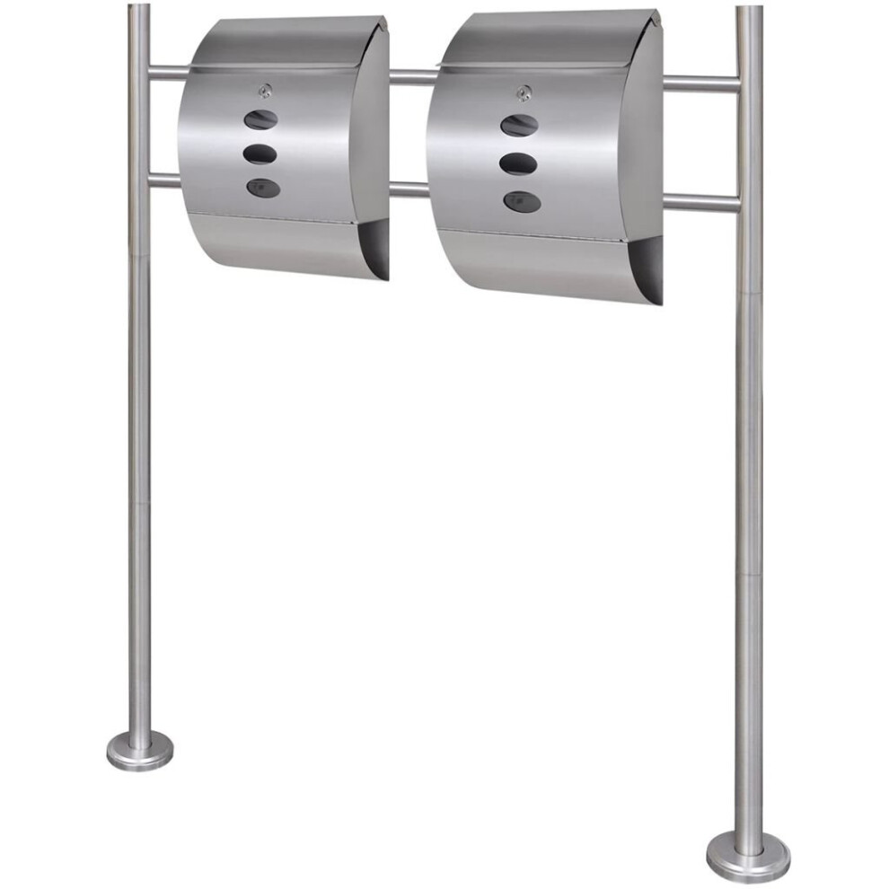 Vidaxl Double Mailbox On Stand Stainless Steel