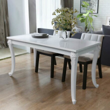 vidaXL Dining Table 116x66x76cm High Gloss White Kitchen Cafe Stand Furniture