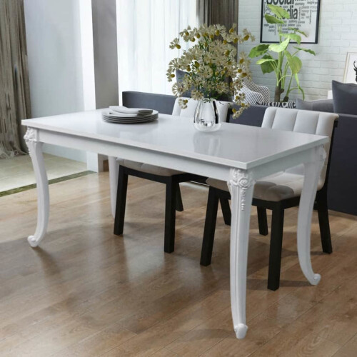 VidaXL vidaXL Dining Table 116x66x76cm High Gloss White Kitchen Cafe Stand Furniture