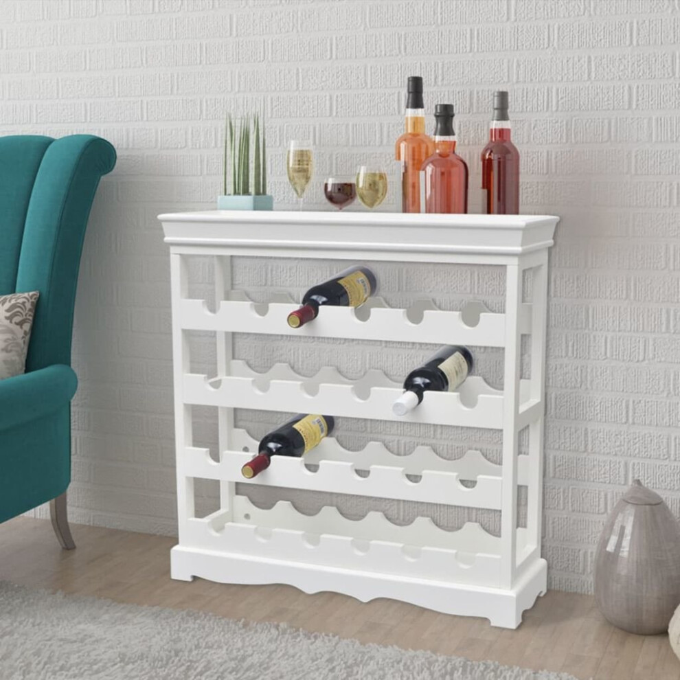 vidaXL Wine Cabinet Abreu White Bottle Rack Drink Holder Stand Shelf Storage