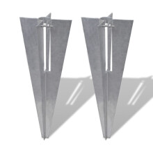 vidaXL 2x Pole Spike Straight Silver Steel Post Supporter Fence Accessory