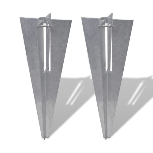 VidaXL vidaXL 2x Pole Spike Straight Silver Steel Post Supporter Fence Accessory