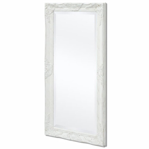 vidaXL Wall Mirror Baroque Style 100x50cm White Hanging Makeup Vanity Decor