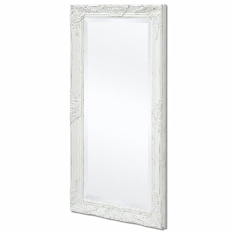 vidaXL Wall Mirror Baroque Style 100x50cm White Hanging Makeup Vanity Decor