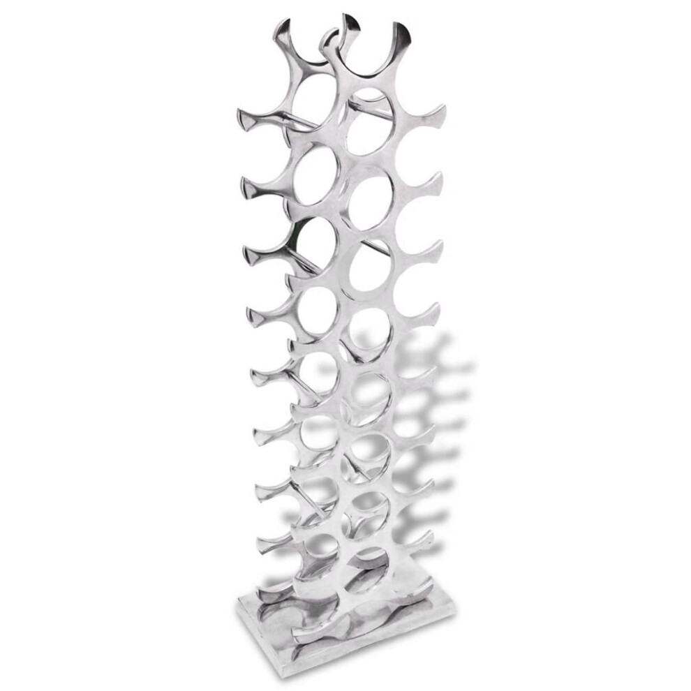 vidaXL Wine Rack Stand Holder Floor Standing Aluminium Silver for 27 Bottles