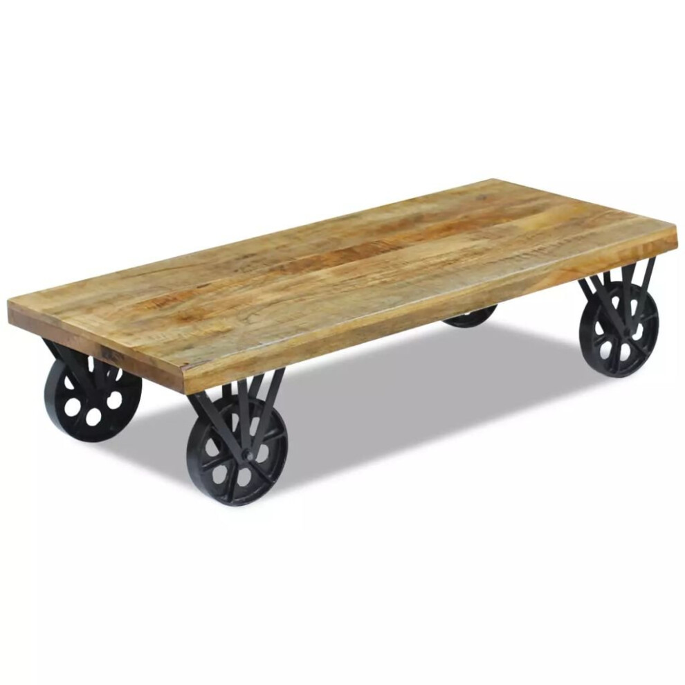vidaXL Coffee Table Desk Furniture w/ Wheels Home Decor Mango Wood 120x60x30 cm