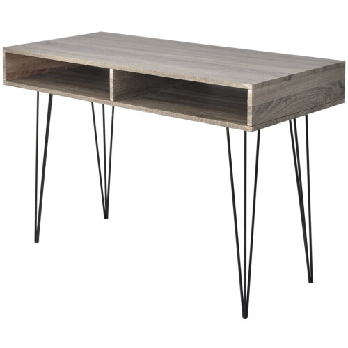 vidaXL Desk Writing Table WorkStation Computer Home with 2 Compartments Grey