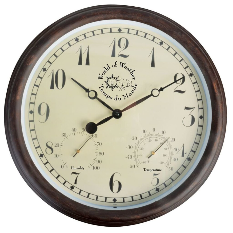 Vidaxl Esschert Design Station Clock With Thermo-Hygrometer 30.5 Cm Outdoor Tf008
