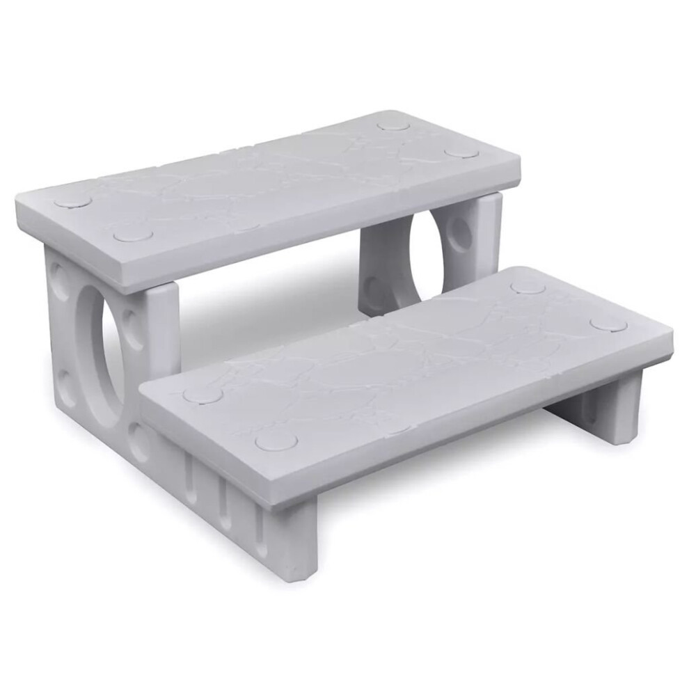 vidaXL Spa Steps White Non-skid Surface Sturdy Swimming Pool Hot Tub Ladder