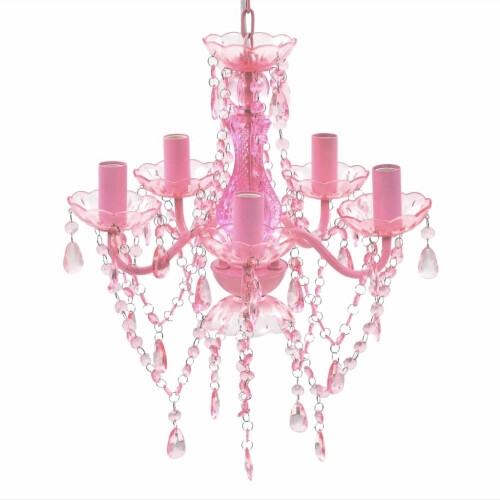 VidaXL vidaXL Crystal Light 5 Bulbs Pink Home Chandelier Ceiling Lighting Fixture