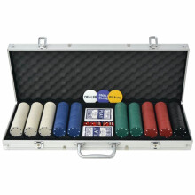 vidaXL Poker Set with 500 Chips Aluminium Playing Card Game Case Casino Dice