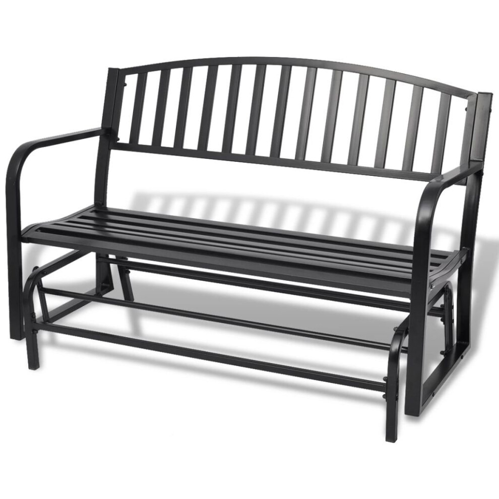 vidaXL Swing Bench Black Steel Outdoor Garden Park Porch Glider Chair Seat