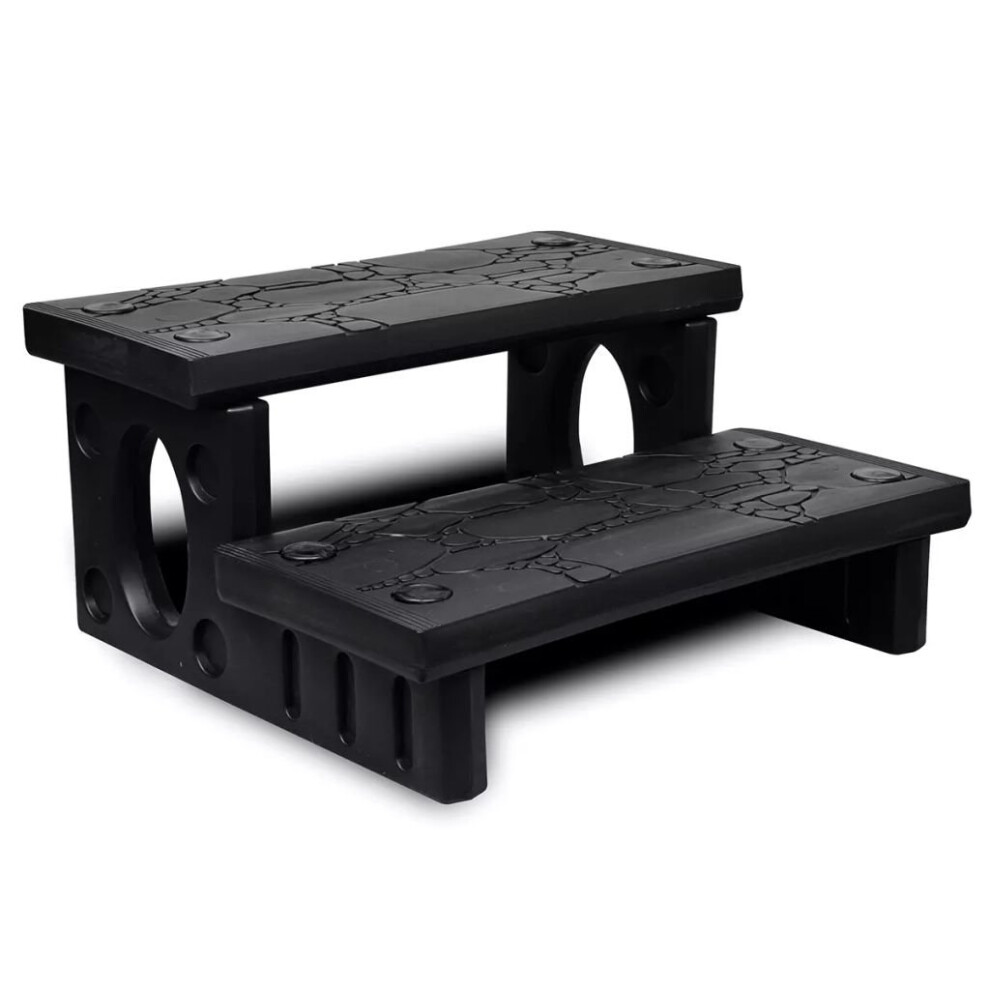 vidaXL Spa Steps Black Non-skid Surface Sturdy Swimming Pool Hot Tub Ladder