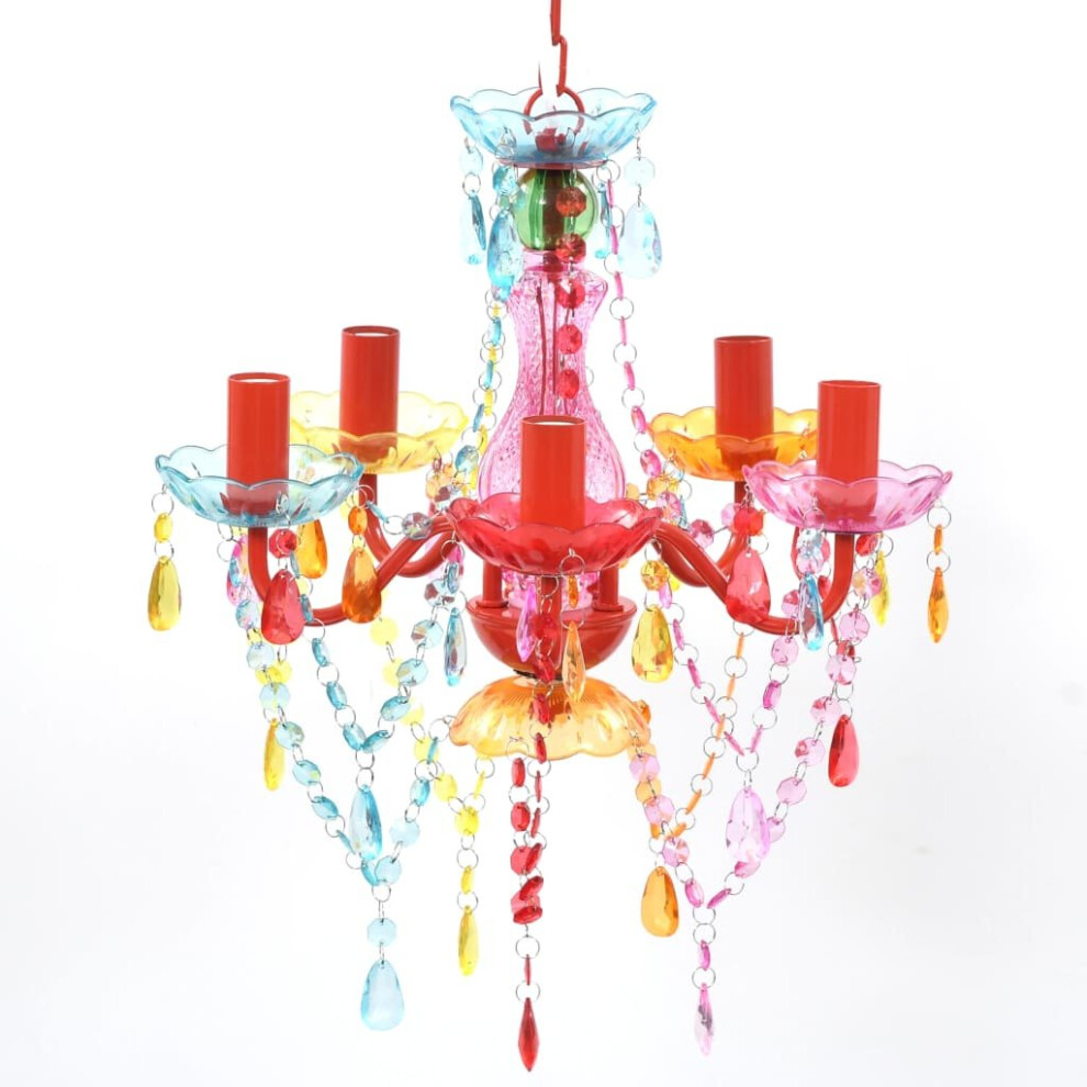 vidaXL Crystal Light 5 Bulbs Multicolour Chandelier Ceiling Lighting Fixture