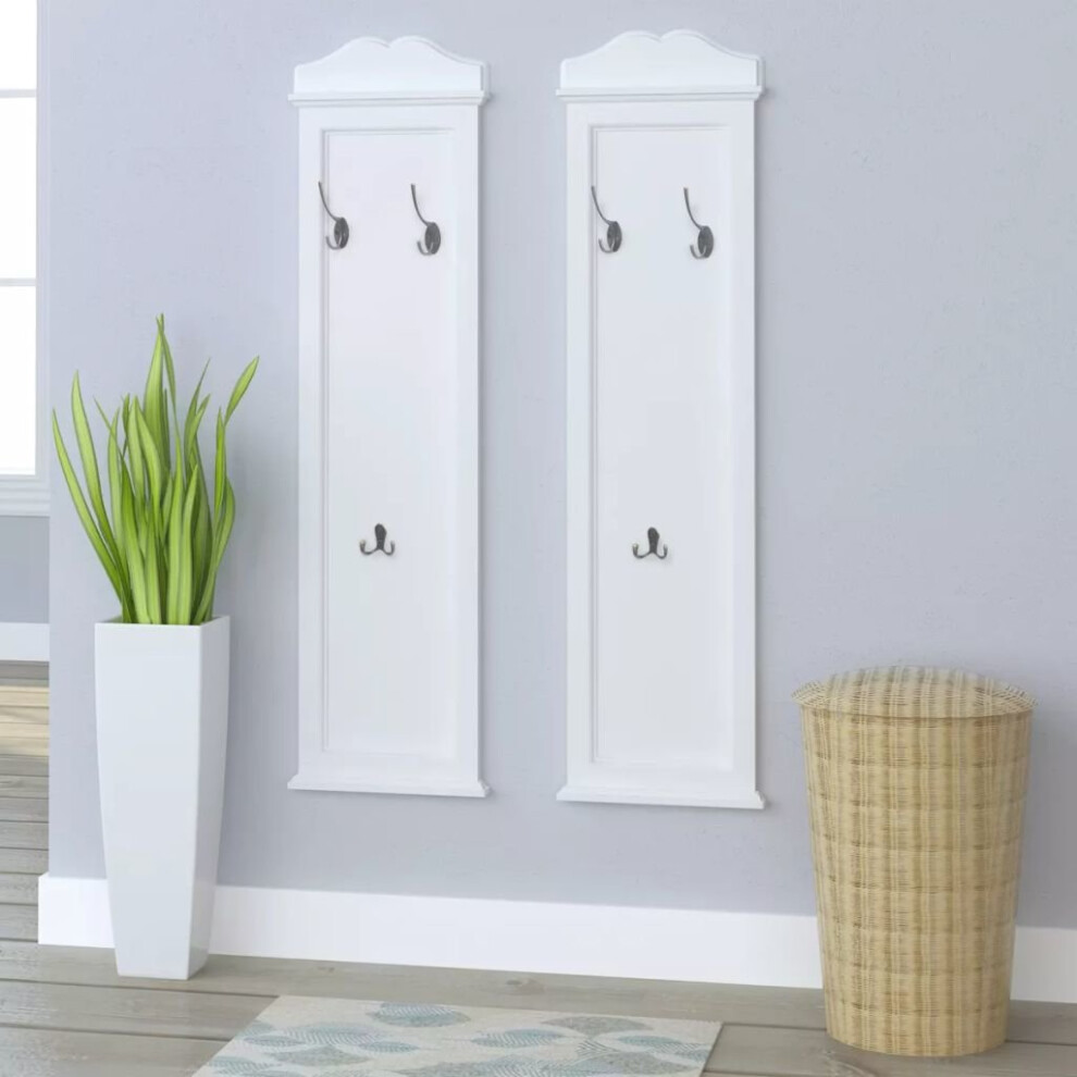 vidaXL 2x Coat Racks White Clothes Stand Door Wall Hat Hanger Holder Hook