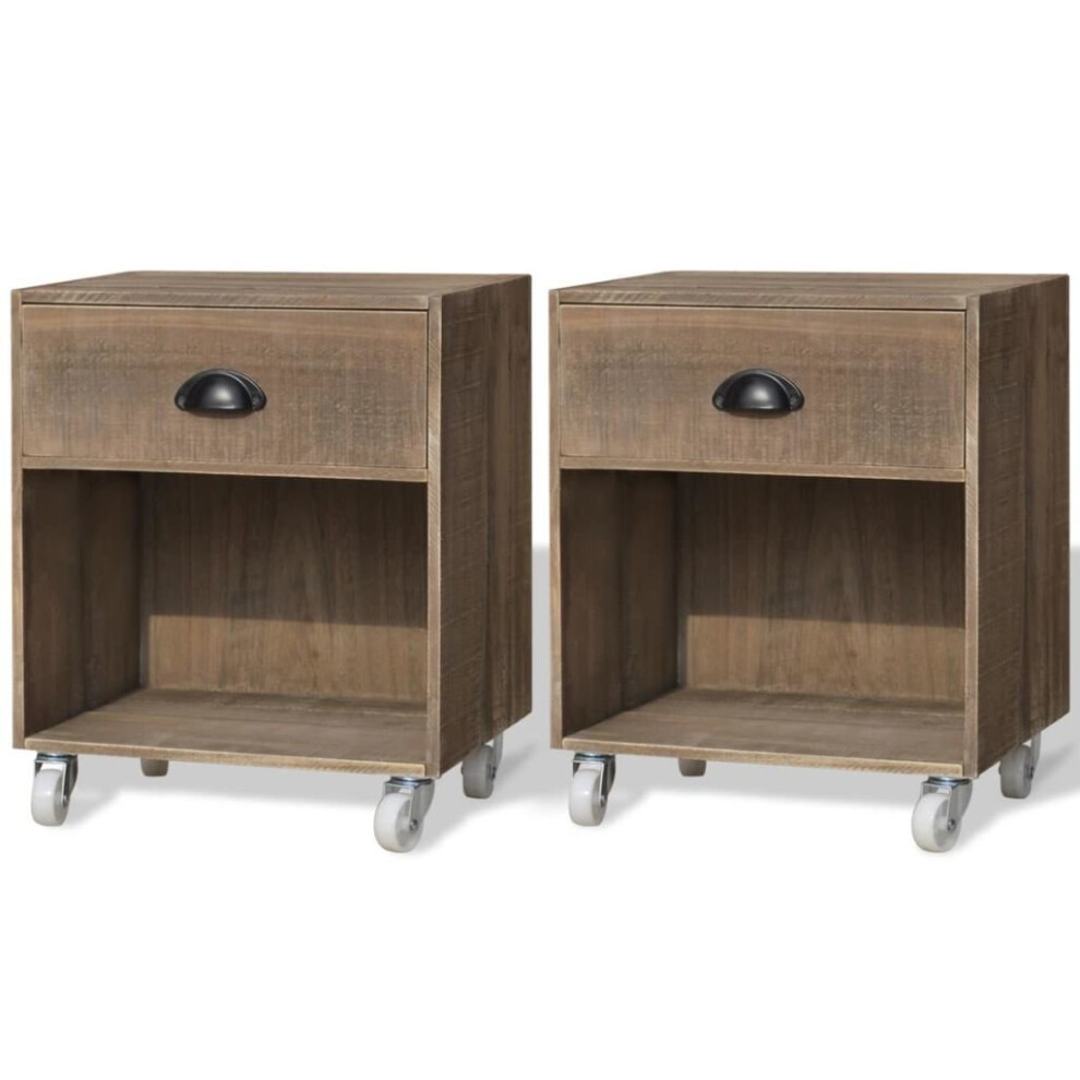 2 Nightstand Bedside Cabinet Telephone Stand End Table with Drawer Solid Wood