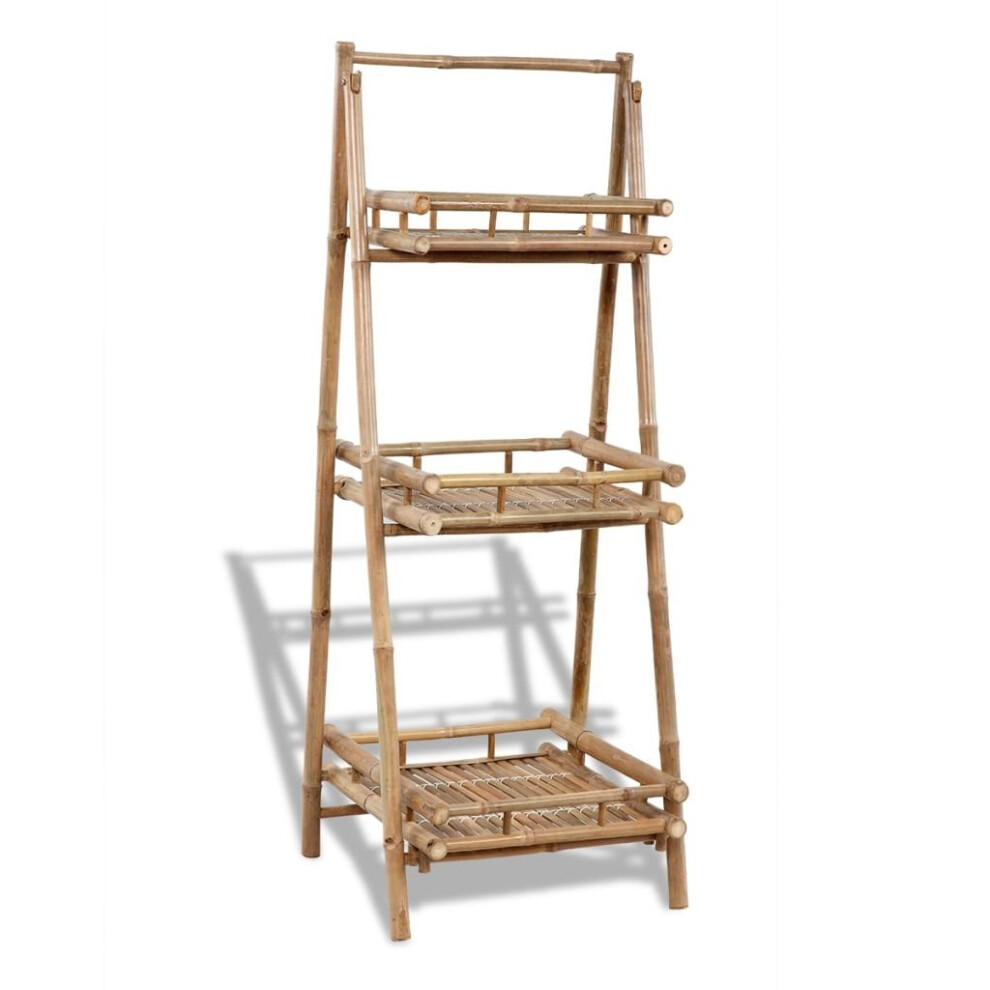 3-Tier Folding Bamboo Plant Rack Stand Patio Garden Beach Outdoor Shelves