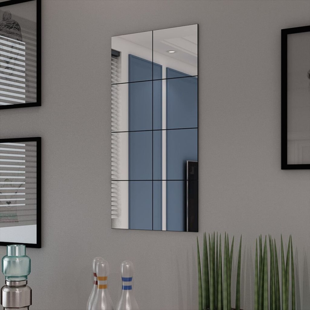 8pc vidaXL Frameless Glass Mirror Tiles – 20.5cm | Self-Adhesive Bathroom Tiles