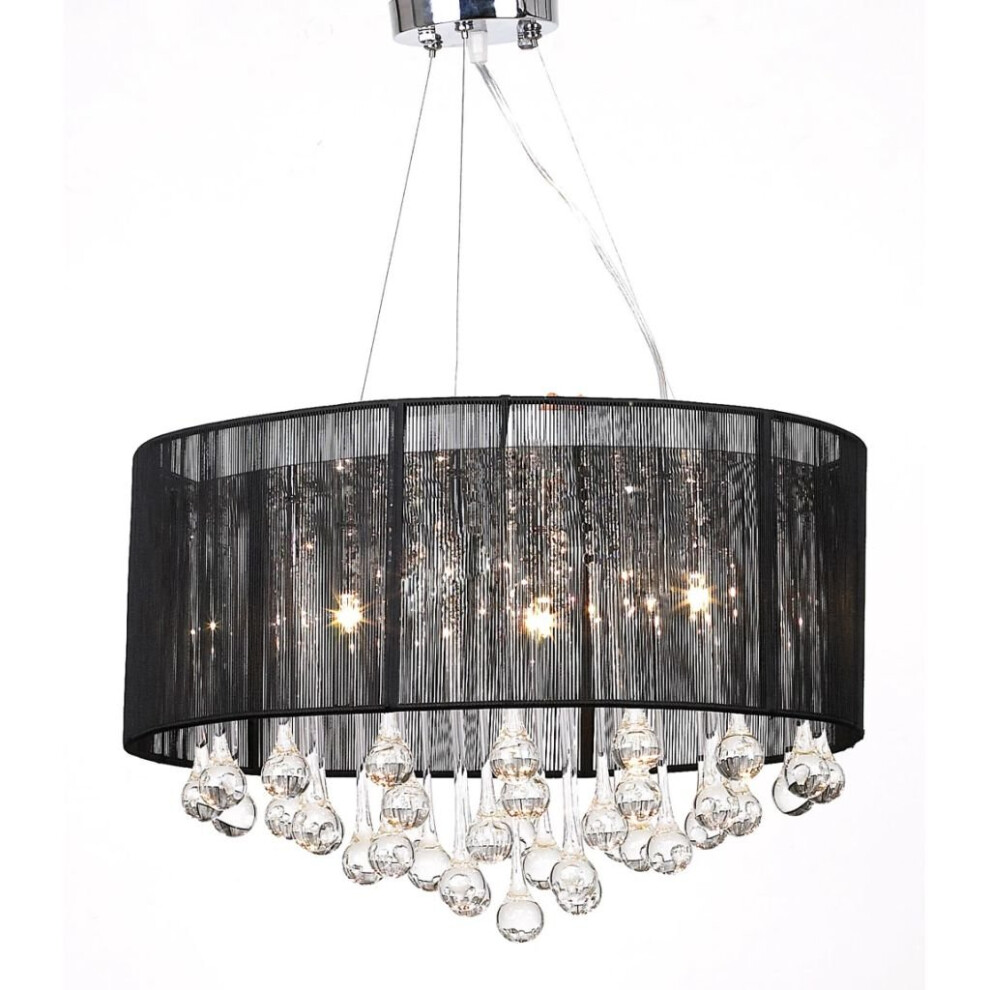 vidaXL Chandelier with 85 Crystals Black Chandelier Lamp Pendant Lighting