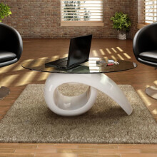 New Modern High Gloss Glass Top Coffee Table White Side Dinner Office Kitchen