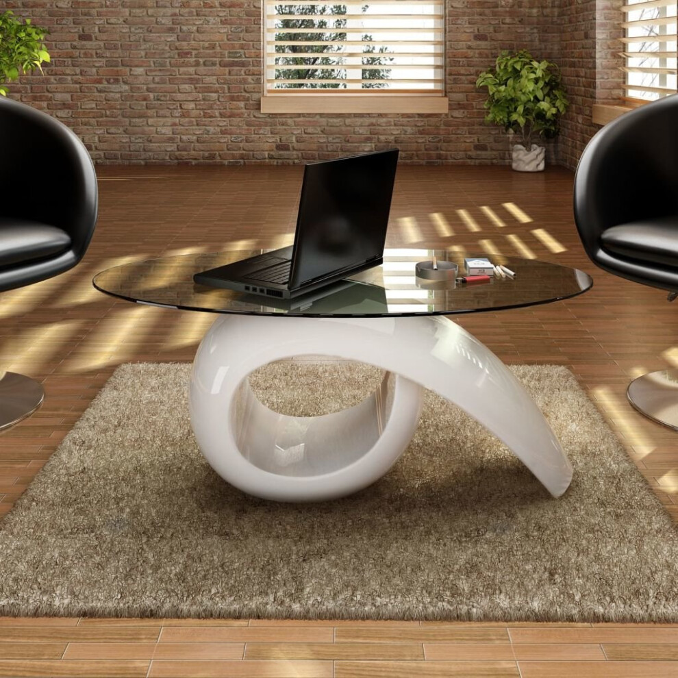 New Modern High Gloss Glass Top Coffee Table White Side Dinner Office Kitchen