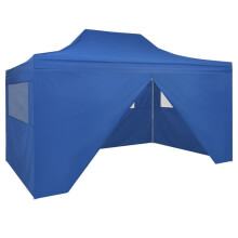 vidaXL Faltzelt Pop-Up mit 4 Seitenteilen 3x4,5 m Blau